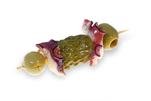 Pincho de pulpo y pepino